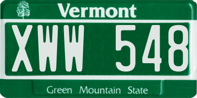 VT license plate XWW548