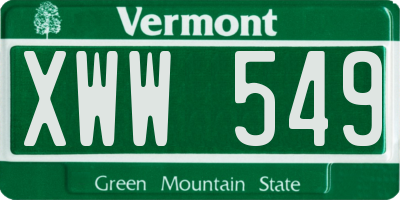 VT license plate XWW549