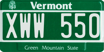 VT license plate XWW550