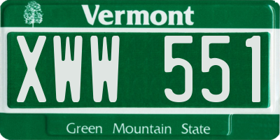 VT license plate XWW551