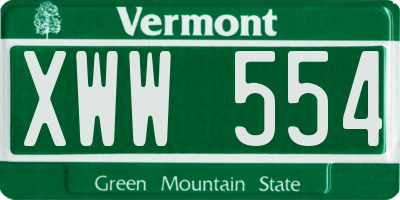 VT license plate XWW554