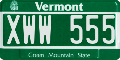 VT license plate XWW555