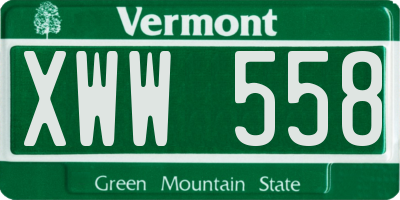 VT license plate XWW558