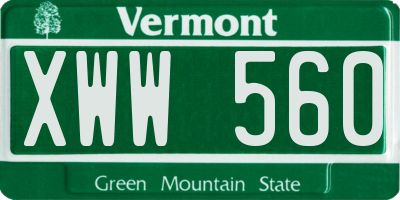 VT license plate XWW560