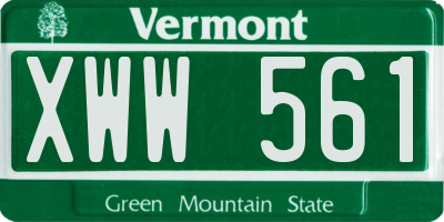 VT license plate XWW561