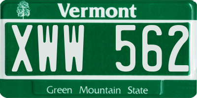 VT license plate XWW562