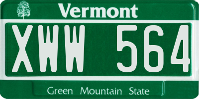 VT license plate XWW564
