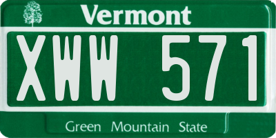 VT license plate XWW571