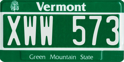VT license plate XWW573
