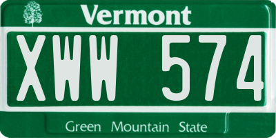 VT license plate XWW574