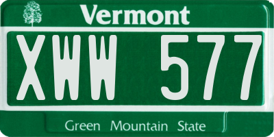 VT license plate XWW577