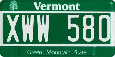 VT license plate XWW580