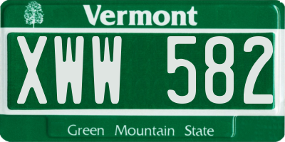 VT license plate XWW582