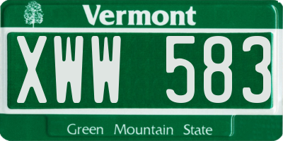 VT license plate XWW583