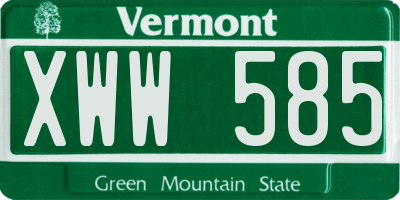 VT license plate XWW585