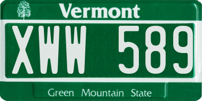 VT license plate XWW589