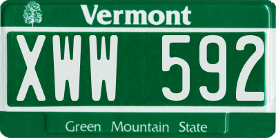 VT license plate XWW592