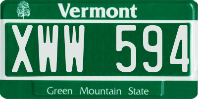 VT license plate XWW594