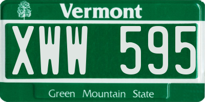 VT license plate XWW595