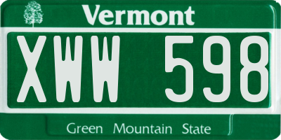 VT license plate XWW598