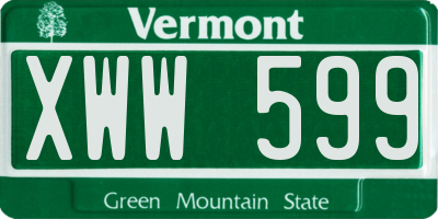 VT license plate XWW599