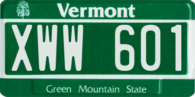 VT license plate XWW601
