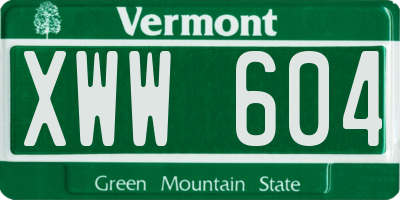 VT license plate XWW604