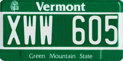 VT license plate XWW605