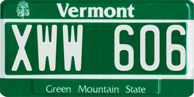 VT license plate XWW606