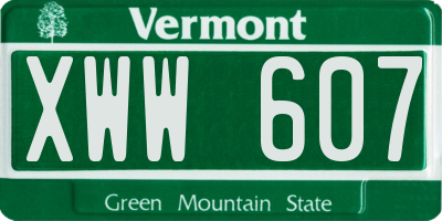 VT license plate XWW607