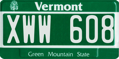VT license plate XWW608