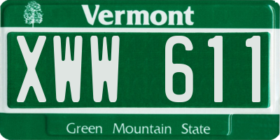 VT license plate XWW611