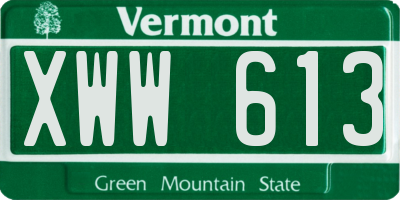 VT license plate XWW613