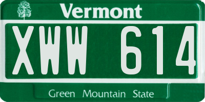 VT license plate XWW614
