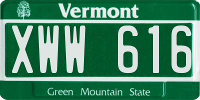 VT license plate XWW616