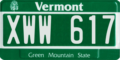 VT license plate XWW617