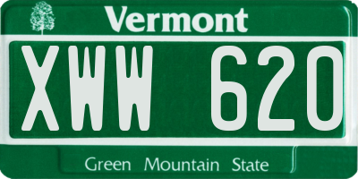 VT license plate XWW620