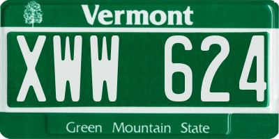 VT license plate XWW624