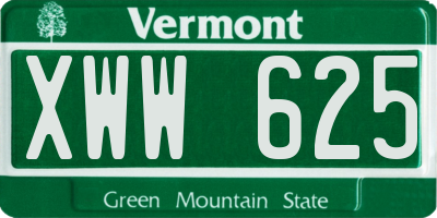 VT license plate XWW625