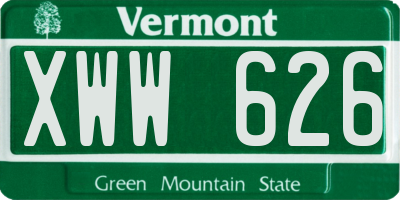 VT license plate XWW626