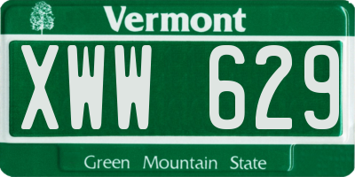 VT license plate XWW629