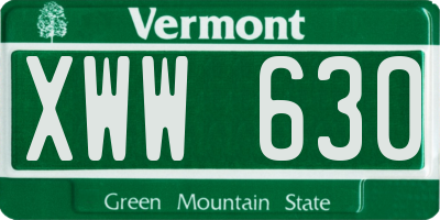 VT license plate XWW630