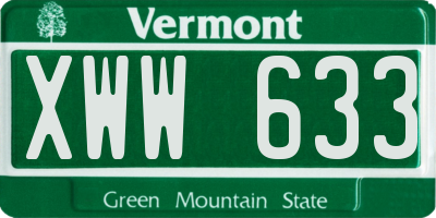 VT license plate XWW633