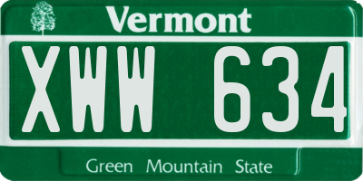 VT license plate XWW634