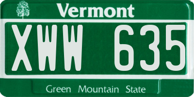 VT license plate XWW635