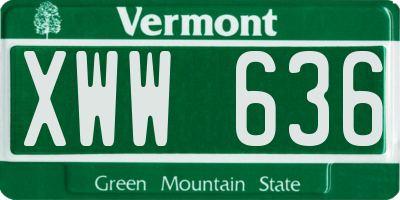 VT license plate XWW636