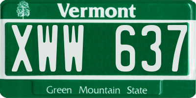VT license plate XWW637