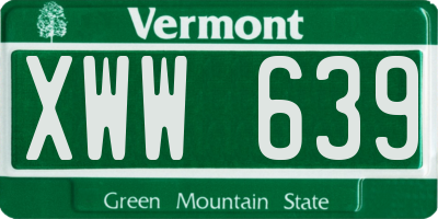 VT license plate XWW639