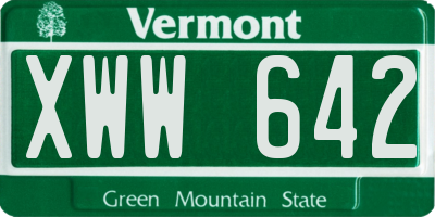 VT license plate XWW642