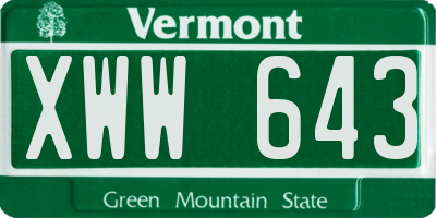 VT license plate XWW643